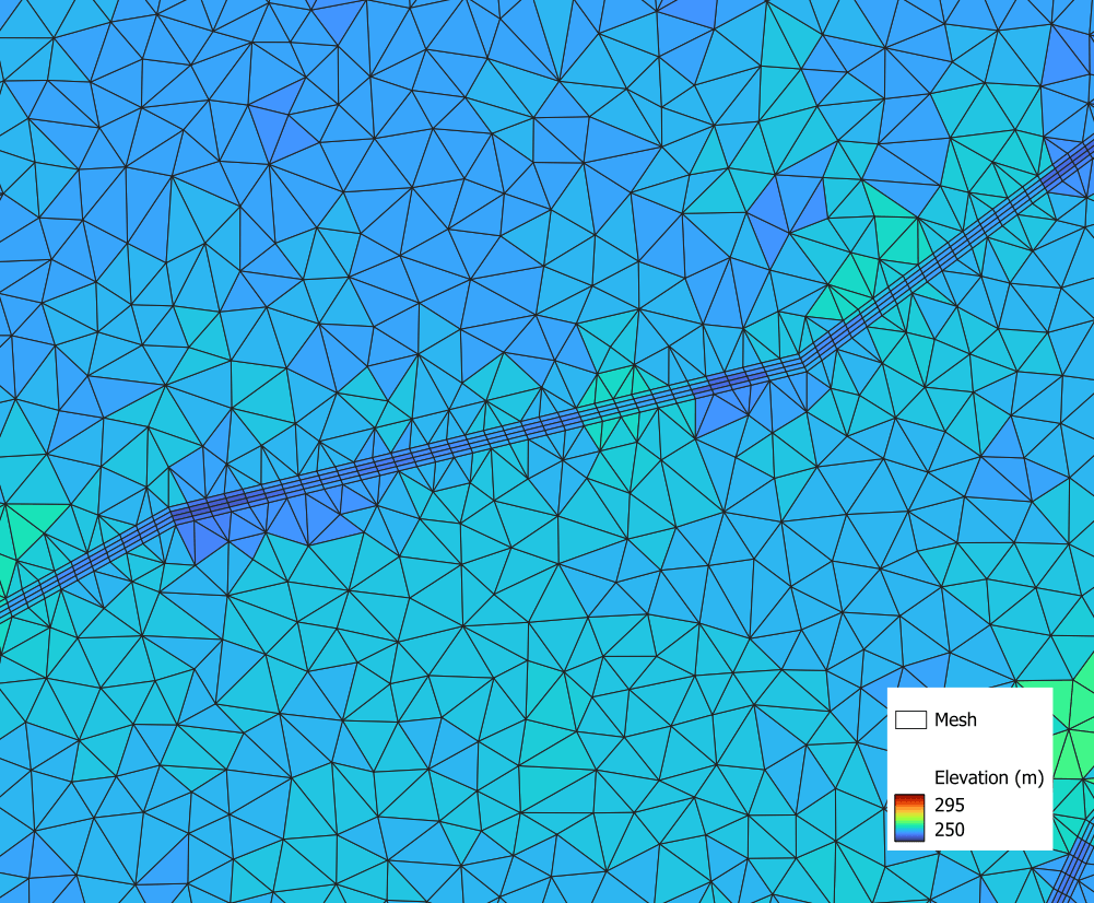 Hydro Matters - Hydrologie spatiale - zoom heredougou maillage dassflow2d